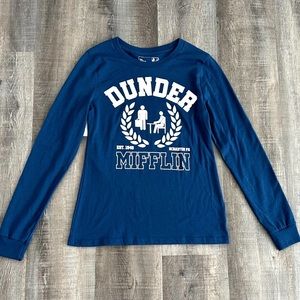 New Women’s XS Blue The Office TV Show “Dunder Mifflin” Long Sleeve Tee